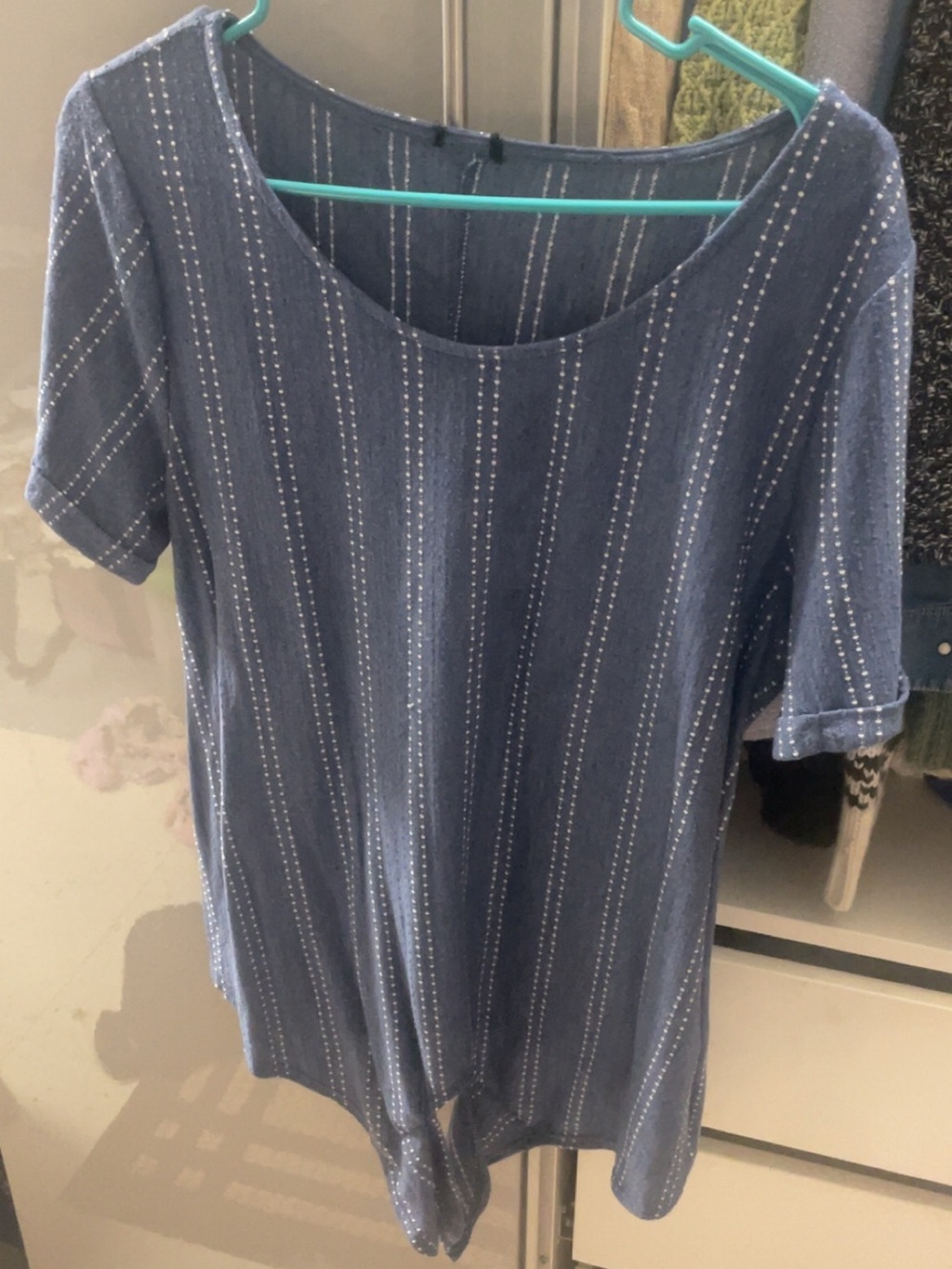 Women’s Blue Stripe Scoop Neck Top